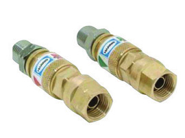 Harris® "B" 9/16" - 18 Brass And Steel Regulator Quick Connector With 26-QCR Right And Left Flash-Guard (Pair)
