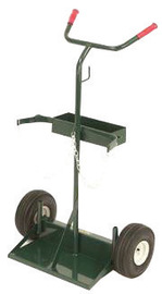 Harper™ Series 140 Cylinder Truck With 10" X 3 1/2" Pneumatic 2-Ply Tubeless Wheels, Deluxe Uni Handle, 9" X 20" Base Plate, Welded-On Tool Box, Hose Hook And Welding Rod Holder Tube (For Small, Medium And Large Cylinders)
