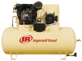Ingersoll Rand Model 2545V 10 hp 35 CFM 200 V 3 PH 60 Hz 175 PSIG Type 30 Stationary Two-Stage Reciprocating Air Compressor With 120 Gallon Horizontal Tank And Bare Pump