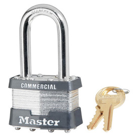 Master Lock® Silver 1 3/4" X 1 5/16" X 7/8" Laminated Steel Non-Rekeyable Rectangular Padlock With 5/16" X 3/4" X 1 1/2" Shackle And (2) Keys (Keyed Alike)