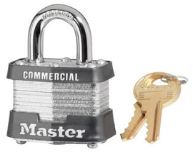 Master Lock® 1 9/16" W Laminated Steel Padlock With 9/32" X 5/8" X 3/4" Shackle And Key Number Ink Stamped On Bottom Of Lock (Keyed Alike)