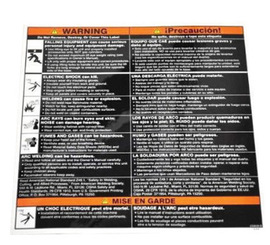 Miller® Bilingual Label "Warning General Precautionary CSA" For Trailblazer® 302 Air Pak™ Portable Engine Driven Welder/Generator (For Use With Air Pak™ Air Compressor)