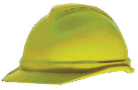 MSA Yellow V-Gard® Polyethylene Cap Style Hard Hat With Ratchet/6 Point Ratchet Suspension