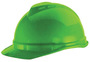 MSA Green V-Gard® Polyethylene Cap Style Hard Hat With Ratchet/4 Point Ratchet Suspension