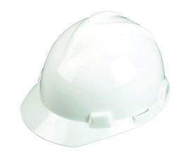 MSA White V-Gard® Polyethylene Cap Style Hard Hat With 1-Touch® Suspension