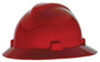 MSA Red V-Gard® Polyethylene Full Brim Hard Hat With Pinlock/4 Point Pinlock Suspension