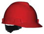 MSA Red V-Gard® Polyethylene Cap Style Hard Hat With Ratchet/4 Point Ratchet Suspension