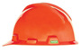 MSA Orange V-Gard® Polyethylene Cap Style Hard Hat With Pinlock/4 Point Pinlock Suspension