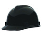 MSA Black V-Gard® Polyethylene Cap Style Hard Hat With Ratchet/4 Point Ratchet Suspension
