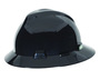 MSA Black V-Gard® Polyethylene Full Brim Hard Hat With Ratchet/4 Point Ratchet Suspension
