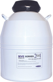 MVE Inc Doble 34 18.2" X 26.6" 32 l Liquid Nitrogen Aluminum Cryoshipper With (6) 11" Canisters