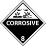 AccuformNMC™ 4" X 4" Black/White Pressure Sensitive/Adhesive Backed Paper (500 Per Roll) "CORROSIVE 8"