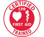 AccuformNMC™ 2" X 2" Red/White Pressure Sensitive/Adhesive Backed Vinyl (25 Per Pack) "CERTIFIED CPR FIRST AID TRAINED"