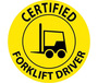 AccuformNMC™ 2" X 2" Black/Yellow Adhesive Backed Vinyl (25 Per Pack) "CERTIFIED FORKLIFT DRIVER"