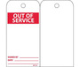 AccuformNMC™ 6" X 3" White/Red Unrippable Vinyl (25 Per Pack) "OUT OF SERVICE SIGNED BY ___ DATE ___"