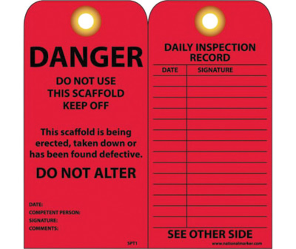 Airgas - N23SPT1 - AccuformNMC™ 6 X 3 Black/Red Card Stock (25 Per Pack)  DANGER DO NOT USE THIS SCAFFOLD