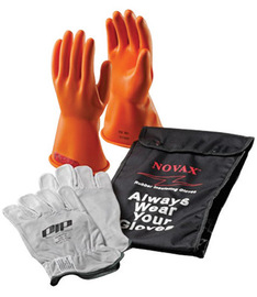 Protective Industrial Products Size 10 Orange NOVAX Natural Rubber Class 2 High Voltage Electrical Insultating Linesmen Gloves Kit With Straight Cuff