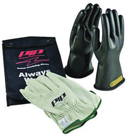 Protective Industrial Products Size 10 Black NOVAX® Rubber/Goatskin Class 1 Linesmens Gloves