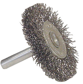 RADNOR™ 4" X 1/4" Carbon Steel Crimped Wire Mounted Wheel Brush