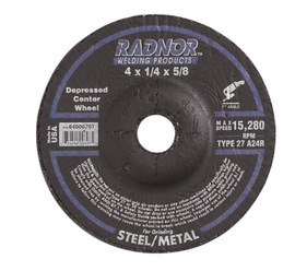 RADNOR™ 4" X .25" X 5/8" Aluminum Oxide Type 27 Depressed Center Grinding Wheel