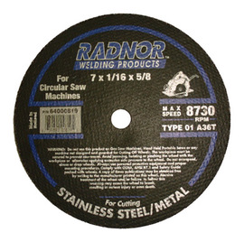 RADNOR™ 7" X .0625" X 5/8" Aluminum Oxide Type 1 Cut Off Wheel