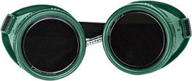 RADNOR® Welding Goggles With Green Hard Plastic Frame And Shade 5 Green 50mm Round Lens