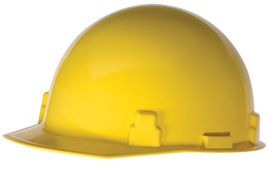 RADNOR™ Yellow SmoothDome™ Polyethylene Cap Style Hard Hat With Ratchet Suspension