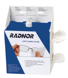 RADNOR™ Blue/White 5" X 8" Lens Cleaning Station (16 oz Bottle)
