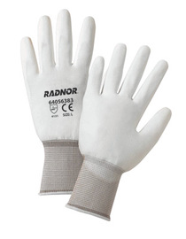 RADNOR™ Large 15 Gauge Polyurethane Palm And Finger Coated Work Gloves With Nylon Liner And Knit Wrist