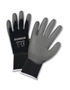 RADNOR® Large 15 Gauge Gray Polyurethane Palm And Finger Coated Work Gloves With Black Nylon Liner And Knit Wrist