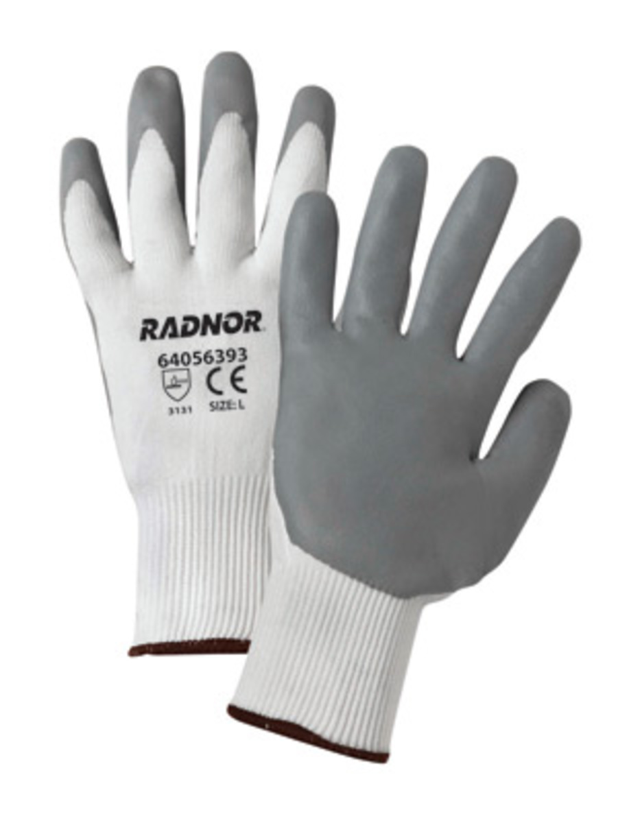 M L 36 Pairs White Nylon Work Gloves w/ Gray Nitrile Palm Finger Coating S XL