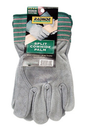 RADNOR™ Large Natural Shoulder Split Leather Palm Gloves With Leather Back And Safety Cuff