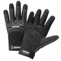 RADNOR™ 2X Black And Gray  Leather And Spandex Full Finger Mechanics Gloves With Hook and Loop Cuff