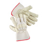 RADNOR™ Medium Natural Premium Leather Palm Gloves With Canvas Back And Safety Cuff