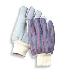 RADNOR™ Large Blue Economy Grade Split Leather Palm Gloves With Canvas Back And Knit Wrist
