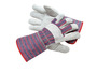RADNOR™ Large Blue Economy Grade Split Leather Palm Gloves With Canvas Back And Gauntlet Cuff