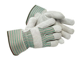 RADNOR™ X-Large Green Shoulder Split Leather Palm Gloves With Canvas Back And Safety Cuff