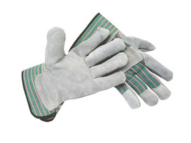 RADNOR™ 2X Green Shoulder Split Leather Palm Gloves With Canvas Back And Safety Cuff