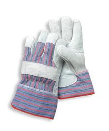 RADNOR™ Women's Blue Split Leather Palm Gloves With Canvas Back And Safety Cuff