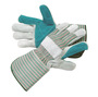 RADNOR™ Large Green Premium Leather Palm Gloves With Canvas Back And Gauntlet Cuff