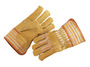 RADNOR™ Large Natural Split Pigskin Palm Gloves With Canvas Back And Safety Cuff