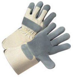 Protective Industrial Products X-Large Natural Premium Split Leather Palm Gloves With Canvas Back And Rubberized Gauntlet Cuff