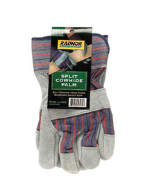 RADNOR™ Large Blue Shoulder Split Leather Palm Gloves With Canvas Back And Safety Cuff