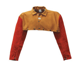 Stanco Safety Products™ Large Rust Brown Cotton Flame Resistant Cape Sleeve With Snap Closure And Leather Sleeves