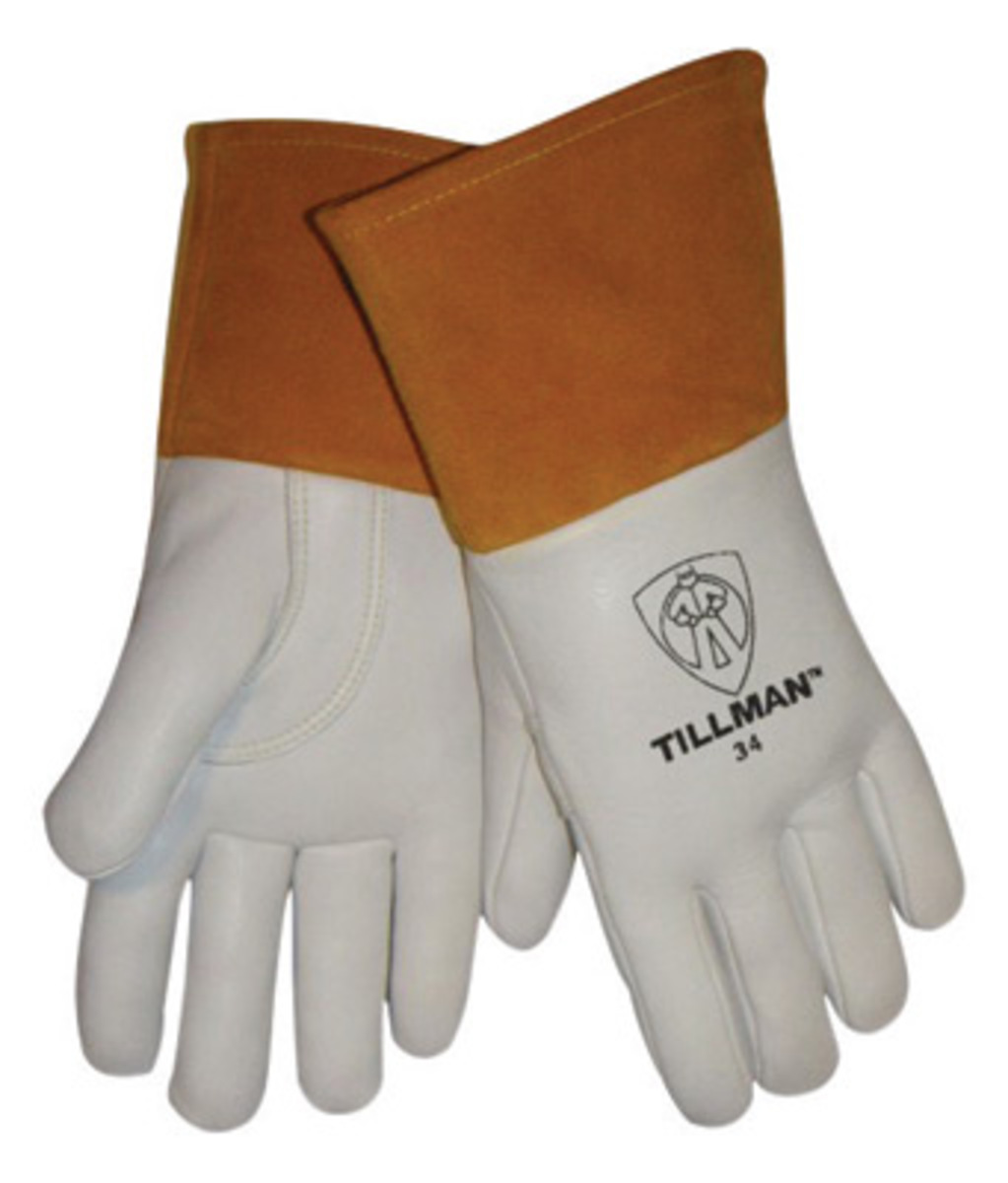 RADNOR Medium 14 Gray Premium Grain Elkskin Foam Lined Welders Gloves 1 Pair 