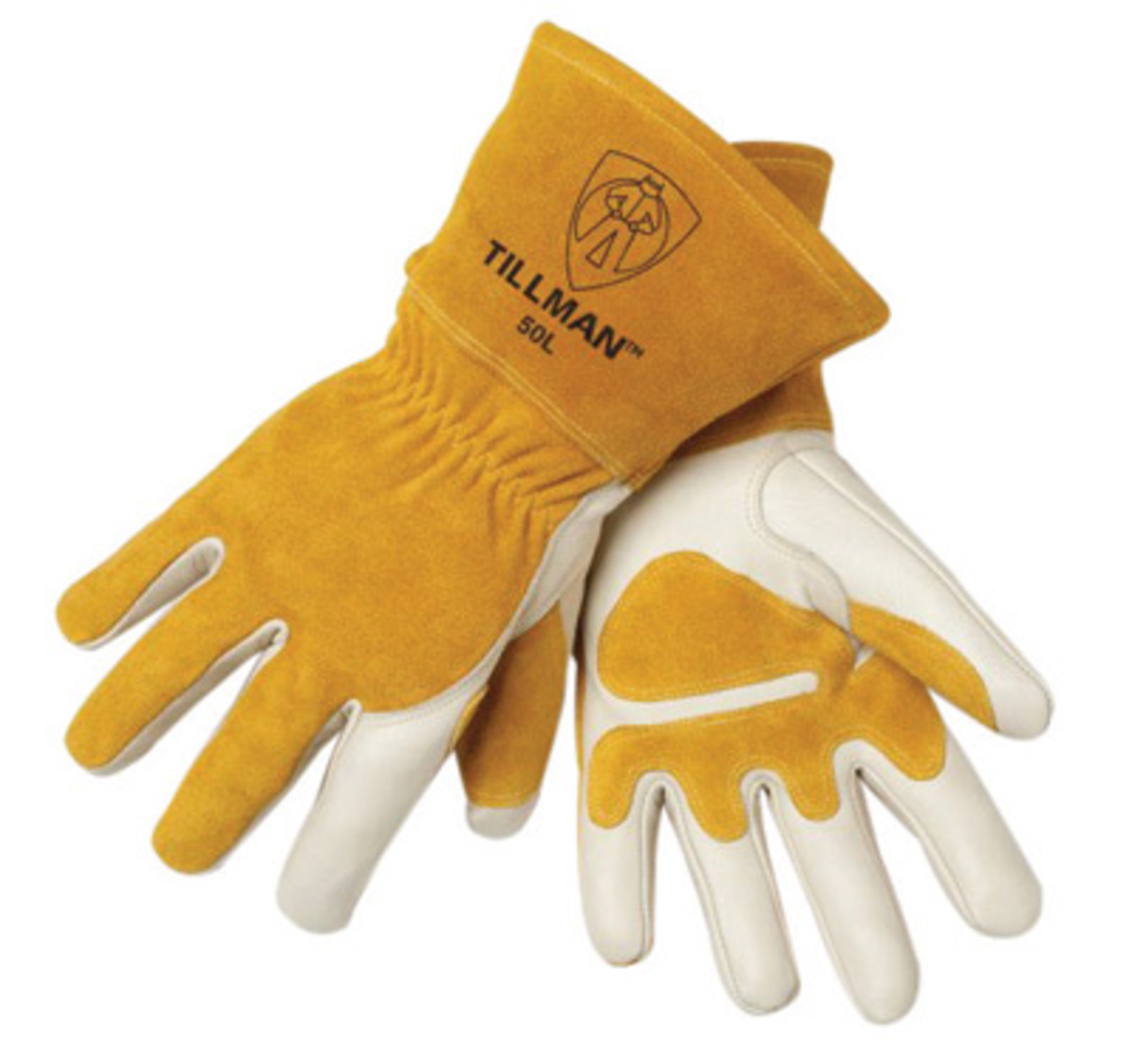 1 Pair Cowhide Leather Welding Elastic Cuff Welder Long Protective Gloves Sleeve 