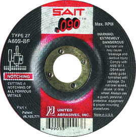 United Abrasives/SAIT 9" X .090" X 7/8"  60 Grit Aluminum Oxide Type 27 Cut Off Wheel