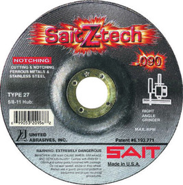 United Abrasives/SAIT 4 1/2" X .090" X 7/8" SaitZ-tech™ Zirconium Type 27 Cut Off Wheel