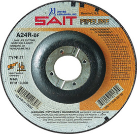 United Abrasives/SAIT 6" X 1/8" X 5/8" - 11"  24 Grit Aluminum Oxide Type 27 Cut Off Wheel