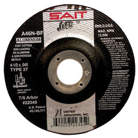 United Abrasives/SAIT 4 1/2" X .045" X 7/8"  46 Grit Aluminum Oxide Type 27 Cut Off Wheel